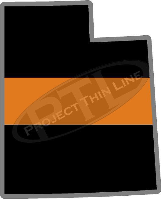 5" Utah UT Thin Orange Line Black State Shape Sticker