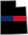 5" Utah UT Thin Blue / Red Line Black State Shape Sticker