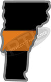 5" Vermont VT Thin Orange Line Black State Shape Sticker