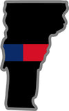 5" Vermont VT Thin Blue / Red Line Black State Shape Sticker