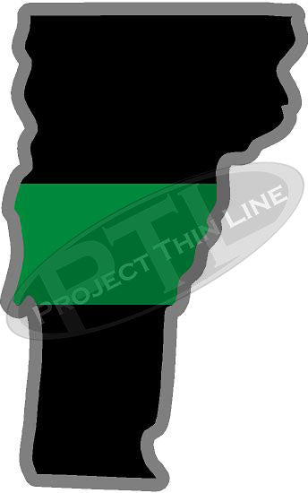 5" Vermont VT Thin Green Line Black State Shape Sticker