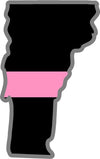 5" Vermont VT Thin Pink Line Black State Shape Sticker