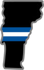 5" Vermont VT Thin Blue White Line Black State Shape Sticker