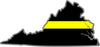 5" Virginia VA Thin Yellow Line Black State Shape Sticker