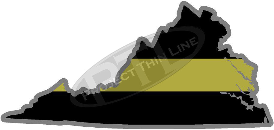 5" Virginia VA Thin Gold Line State Sticker Decal