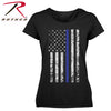 Rothco Women's Thin Blue Line Short Sleeve Tattered Veritcal Flag T-Shirt