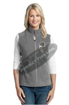 Womens Grey Microfleece Vest with Orange Line Punisher with Subdued American Flag