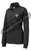 Charcoal Women's Thin Red Line Punisher Skull 1/4 Zip Fleece Sweatshirt