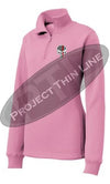 Pink Women's Thin Red Line Punisher Skull 1/4 Zip Fleece Sweatshirt