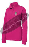Pink Rush Women's Thin Red Line Punisher Skull 1/4 Zip Fleece Sweatshirt