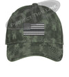 Green Washed Camo Thin Silver Line American Flag Flex Fit Fitted Hat