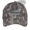 Grey Washed Camo Thin Silver Line American Flag Flex Fit Fitted Hat