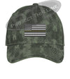 Green Washed Camo Thin Yellow Line American Flag Flex Fit Fitted Hat