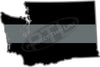 5" Washington WA Thin Silver Line Black State Shape Sticker