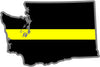 5" Washington WA Thin Yellow Line Black State Shape Sticker