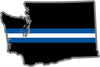 5" Washington WA Thin Blue White Line Black State Shape Sticker