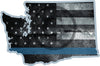 5" Washington WA Tattered Thin Blue Line State Sticker Decal