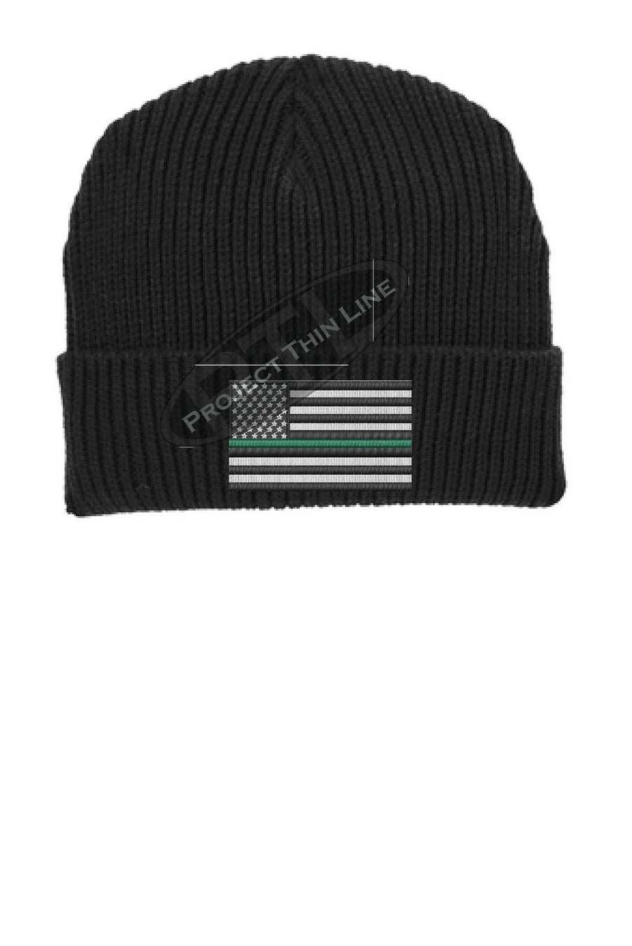 Thin GREEN Line American Flag Winter Watch Hat