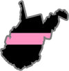 5" West Virginia WV Thin Pink Line Black State Shape Sticker