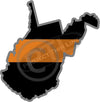 5" West Virginia WV Thin Orange Line Black State Shape Sticker