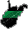 5" West Virginia WV Thin Green Line Black State Shape Sticker