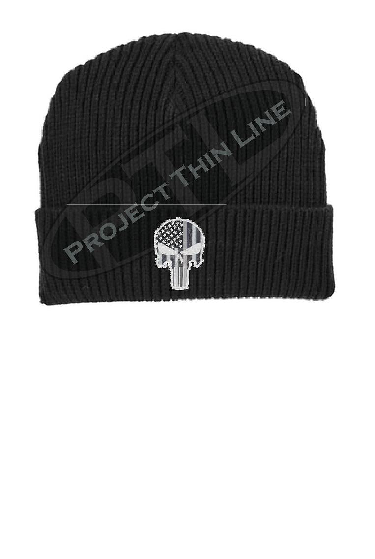 Tactical Subdued Punisher Skull with inlayed American Flag Winter Watch Hat