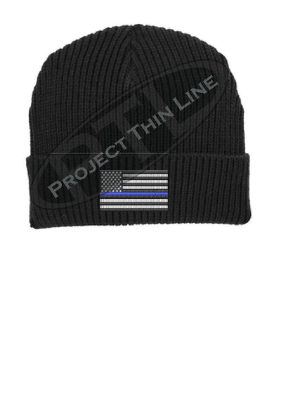 Thin BLUE Line American Flag Winter Watch Hat