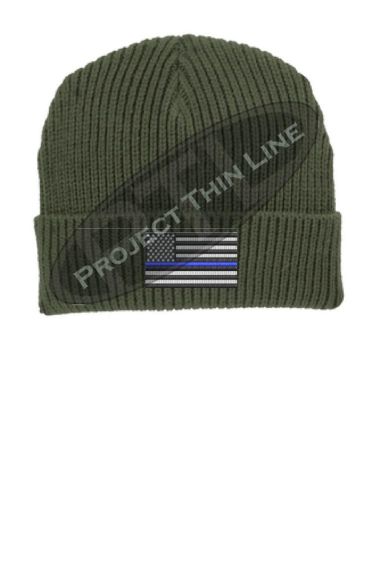 Thin BLUE Line American Flag Winter Watch Hat