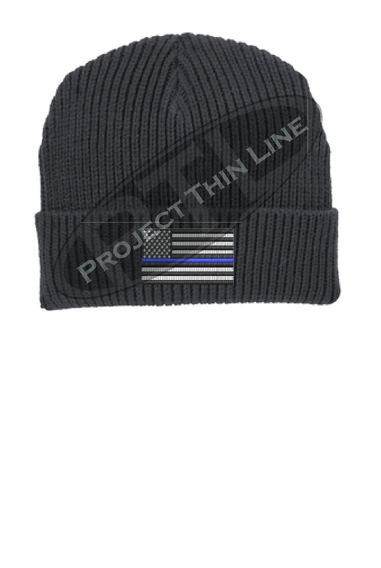 Thin BLUE Line American Flag Winter Watch Hat