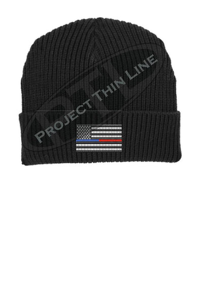 Thin BLUE / RED Line American Flag Winter Watch Hat