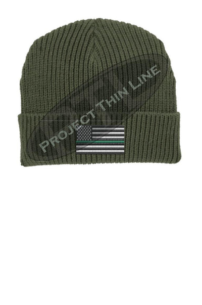 Thin GREEN Line American Flag Winter Watch Hat
