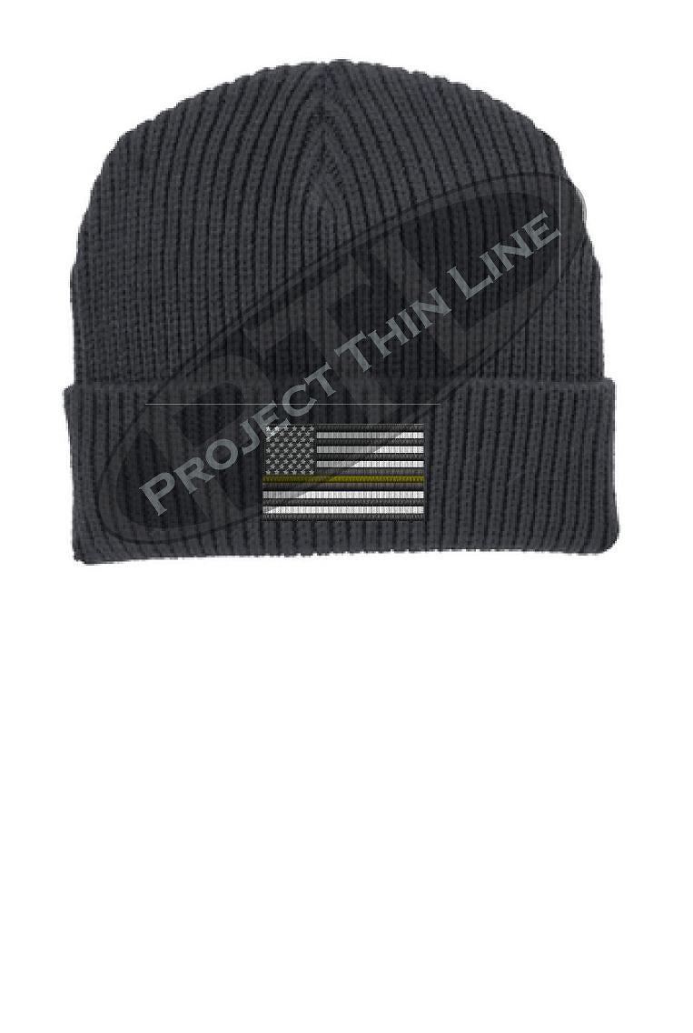 Thin YELLOW Line American Flag Winter Watch Hat