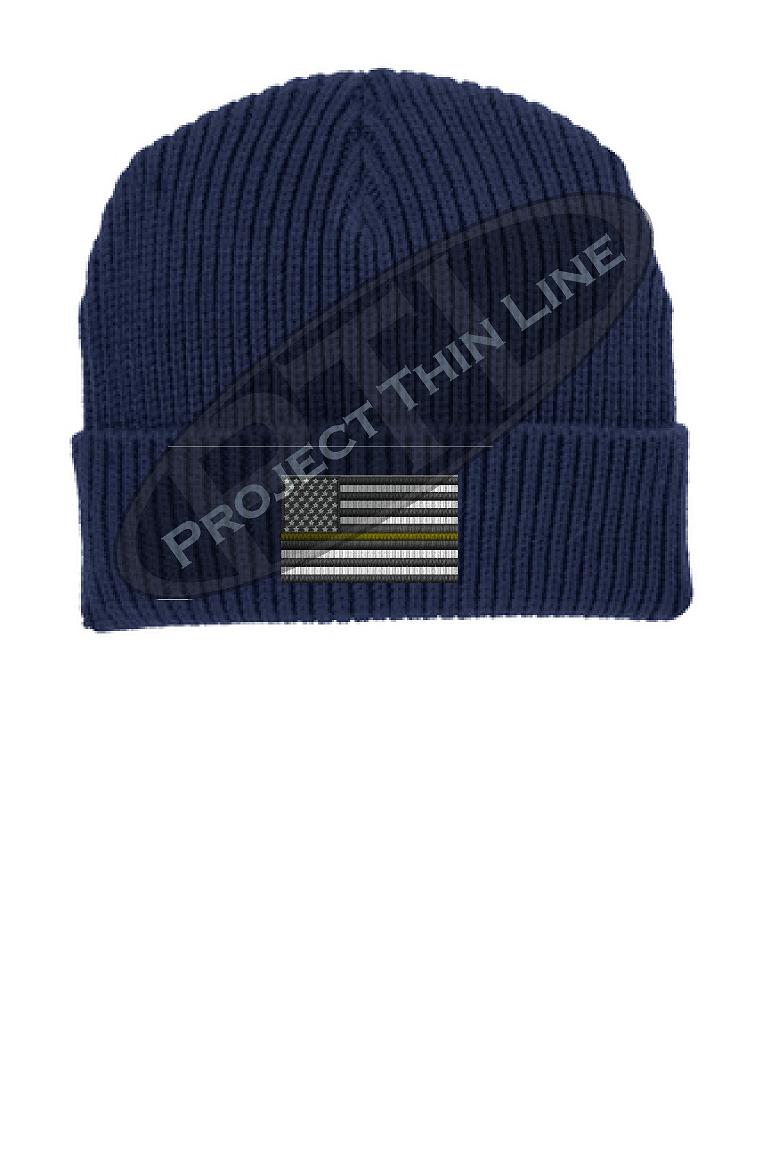 Thin YELLOW Line American Flag Winter Watch Hat