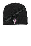 Thin PINK Line Punisher Skull inlayed with the American Flag Winter Watch Hat