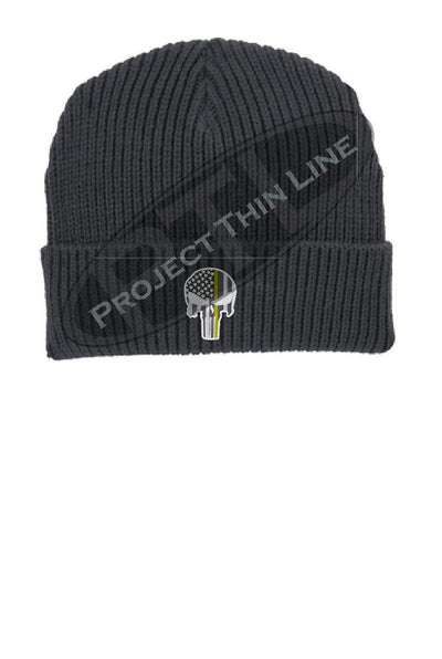 Thin YELLOW Line Punisher Skull inlayed with the American Flag Winter Watch Hat