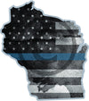 5" Wisconsin WI Tattered Thin Blue Line State Sticker Decal