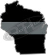 5" Wisconsin WI Thin Silver Line Black State Shape Sticker