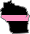 5" Wisconsin WI Thin Pink Line Black State Shape Sticker