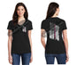 Women's Thin PINK Line Tattered Flag Short Sleeve Shirt