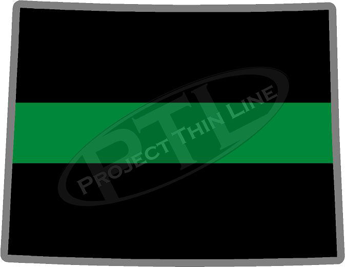 5" Wyoming WY Thin Green Line Black State Shape Sticker