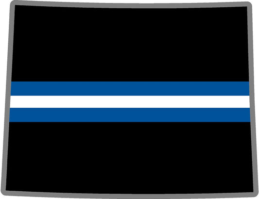 5" Wyoming WY Thin Blue White Line Black State Shape Sticker