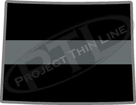 5" Wyomng WI Thin Silver Line Black State Shape Sticker