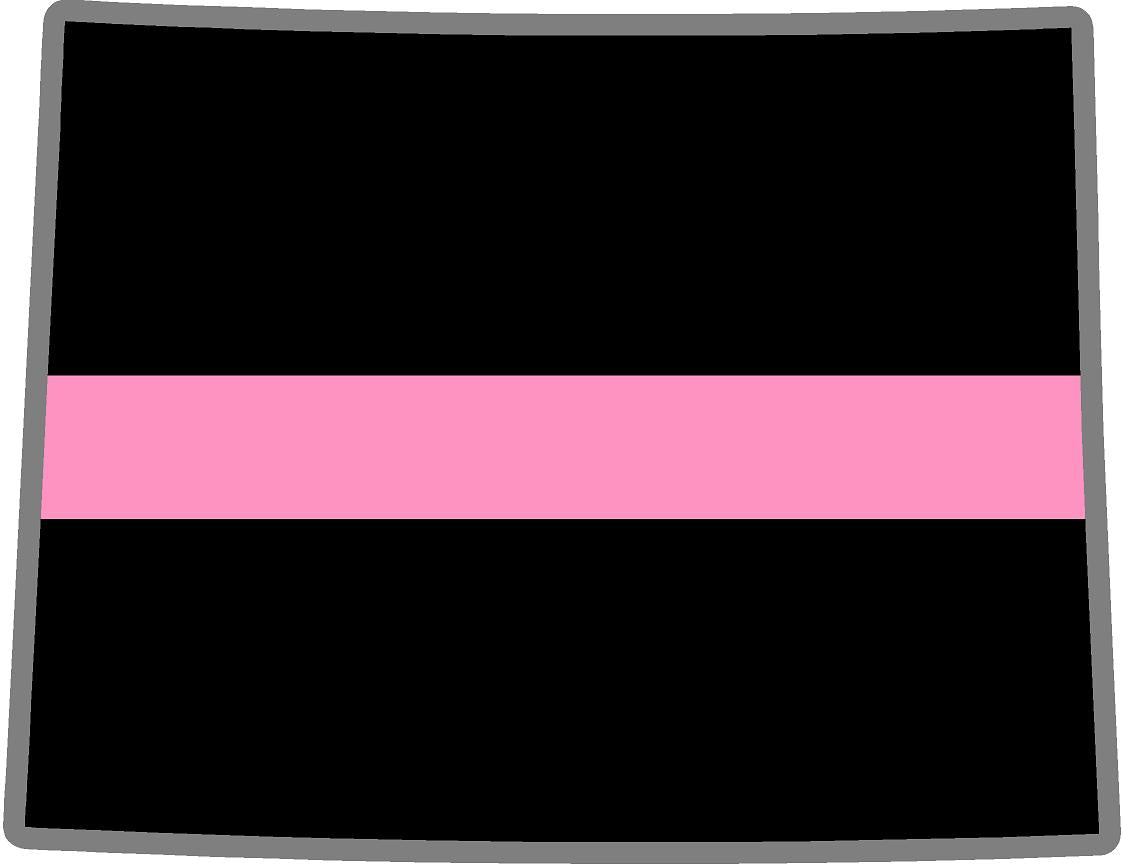 5" Wyoming WY Thin Pink Line Black State Shape Sticker