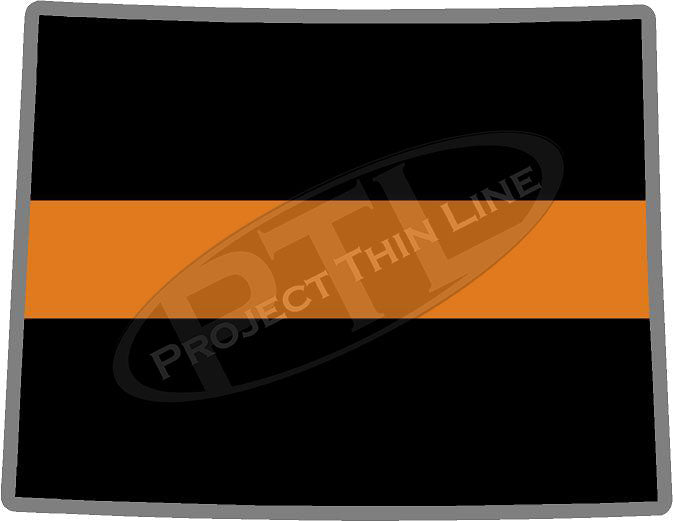 5" Wyoming WY Thin Orange Line Black State Shape Sticker