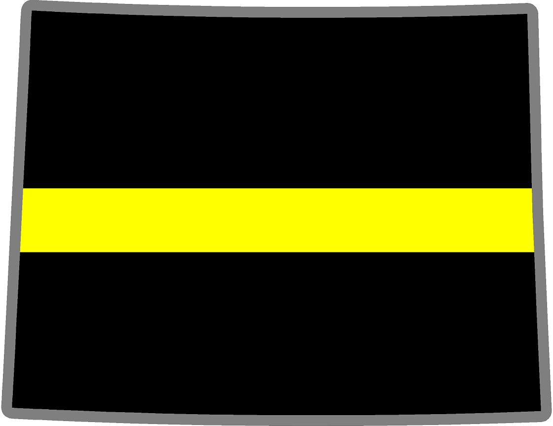 5" Wyoming WY Thin Yellow Line Black State Shape Sticker