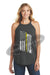 Tattered Thin YELLOW Line American Flag Rocker Tank Top - FRONT