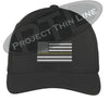 Black Embroidered Thin GOLD Line American Flag Flex Fit Fitted Hat