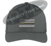 Dark Grey Embroidered Thin Yellow Line American Flag Flex Fit Fitted Hat