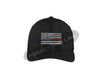 Black Embroidered Thin Blue / Red Line American Flag Flex Fit Hat