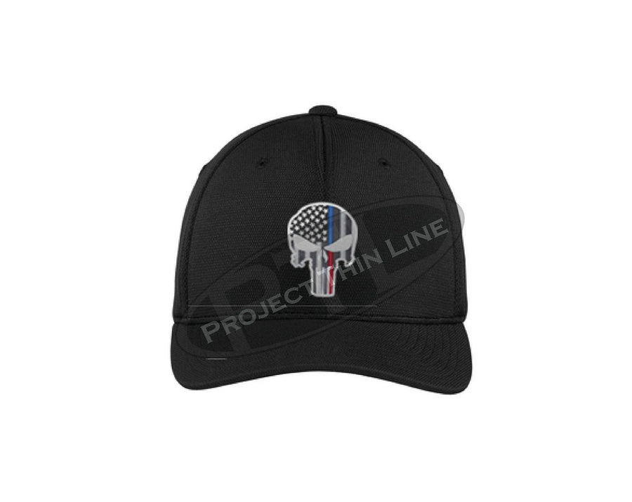 Embroidered Thin Blue / Red Line Punisher Skull Flex Fit TRUCKER Hat